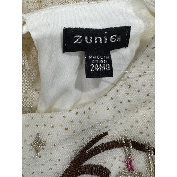 ZUNIE Ivory Christmas Reindeer Tulle Ruffle Dress 24 months - Picture 4 of 4